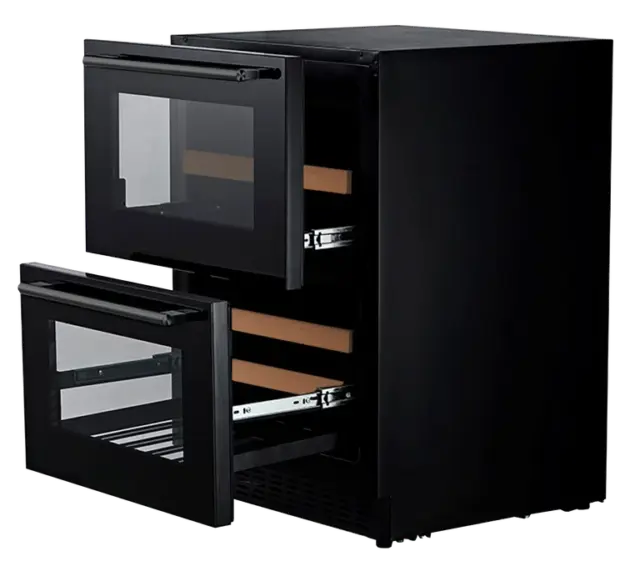 Unterbau-Weinkühlschrank - WineCave 60DD Fullglass Black - mQuvée